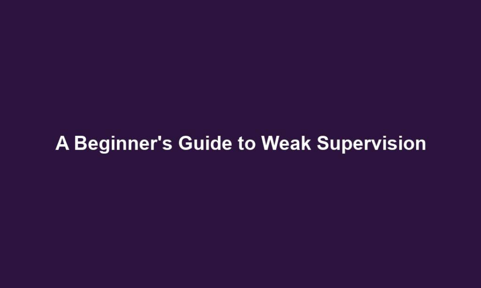 A Beginner's Guide to Weak Supervision